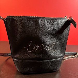 COACH F79955 Black Paxon Leather Crossbody Bag With Studded Coach Script